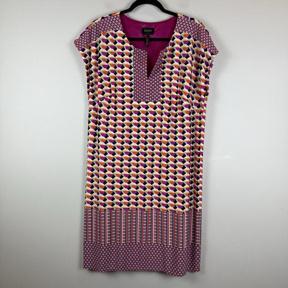 Laundry by Shelli Segal Dress Women Large Pink Multi Colorful Sheath Retro Artsy - Picture 1 of 8